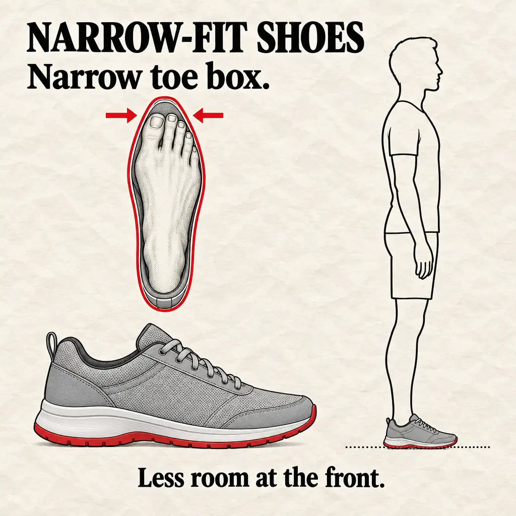 Narrow sneaker toe-box illustration