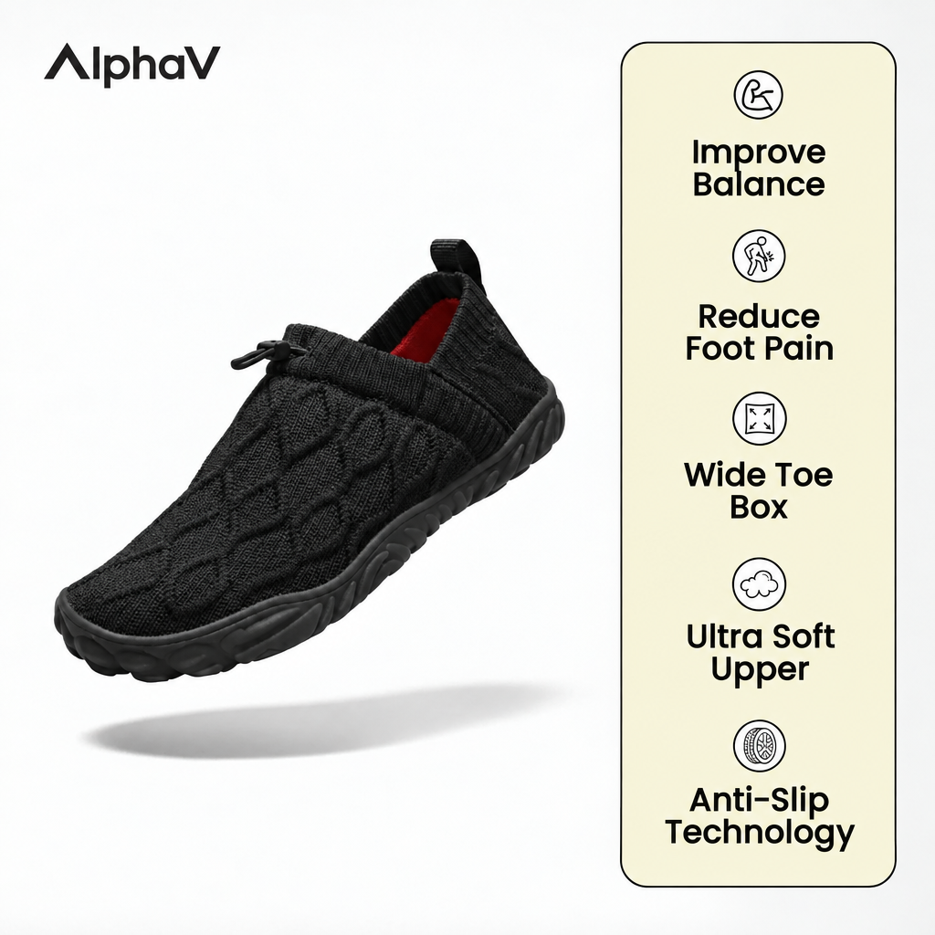 AlphaV comfort knit shoe features